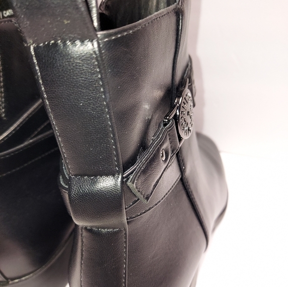 Anne Klein Womens Sz 9 Catriona Black Zip Ankle Bootie Block Low Heel Almond Toe - Picture 7 of 14